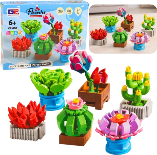 Stavebnice květiny v květináčích 245 dílků, 6 modelů