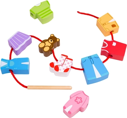 Sada na navlékání korálků oblečení Bigjigs Toys