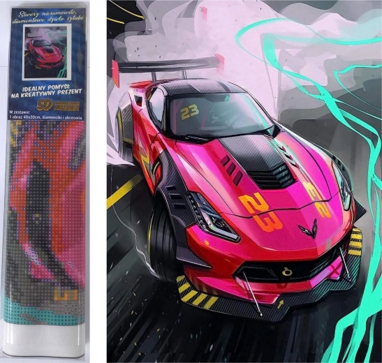 Diamantové malování Růžový sporťák 30 × 40 cm