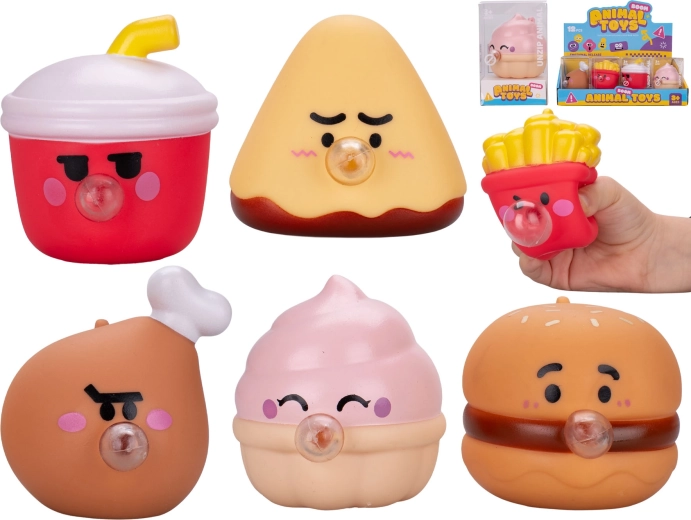 Měkká figurka fast food s bublinou 6 cm
