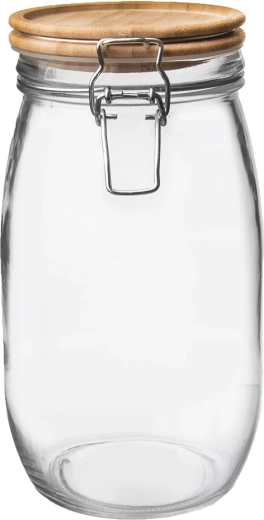 Skleněná dóza s bambusovým víkem a patentním uzávěrem 2,3 l