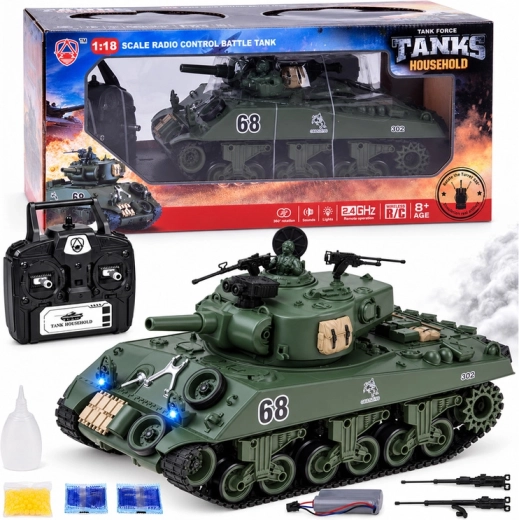 Zdalnie ovládaný tank Sherman M4A3 na dálkové ovládání 2,4 GHz se střelbou, kouřem a zvukem 36 cm