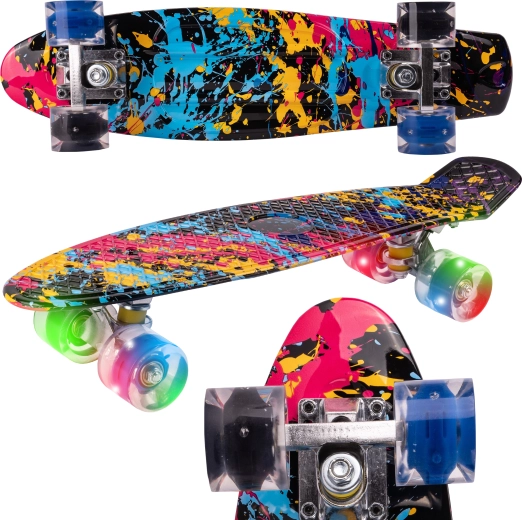 Fiszka skateboard se svítícími kolečky Paint 22"