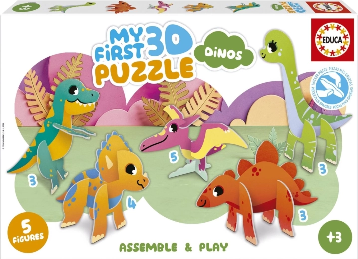 Educa moje první 3D puzzle dinosauři 5v1 (3, 3, 3, 4, 5 dílků)