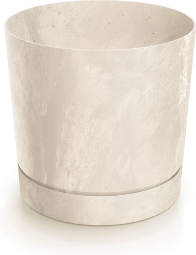 Květináč Tubo P betonový efekt 33,8 cm krémový