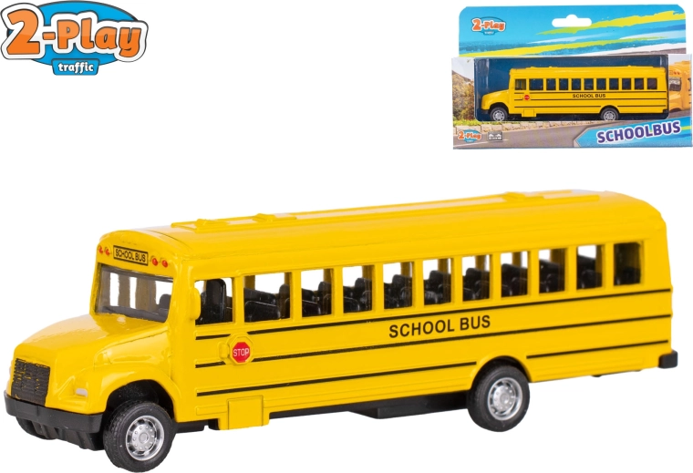 2-Play americký školní autobus s natahovacím zpětným chodem 14 cm