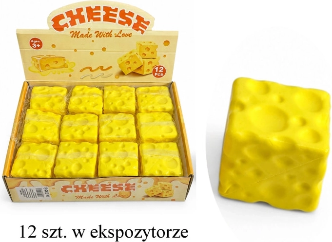 Antistresový mačkací míček sýr čtverec - 1 kus