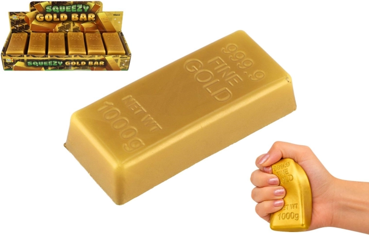Antistresová mačkací zlatá cihla - 1 kus