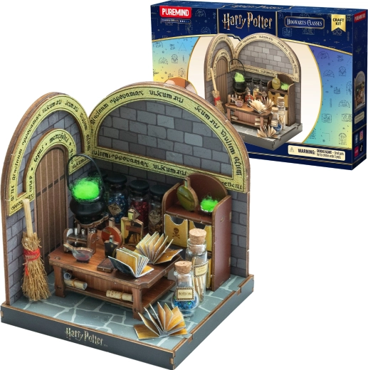 Puremind Harry Potter skládací dřevěný 3D model – učebna lektvarů (DIY diorama)