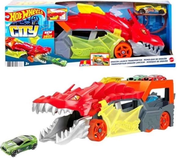 Hot Wheels City přepravník s dračí vystřelovačkou