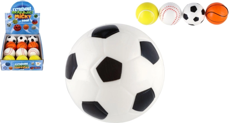 Extrémně skákací pěnový míček se sportovním motivem 6 cm
