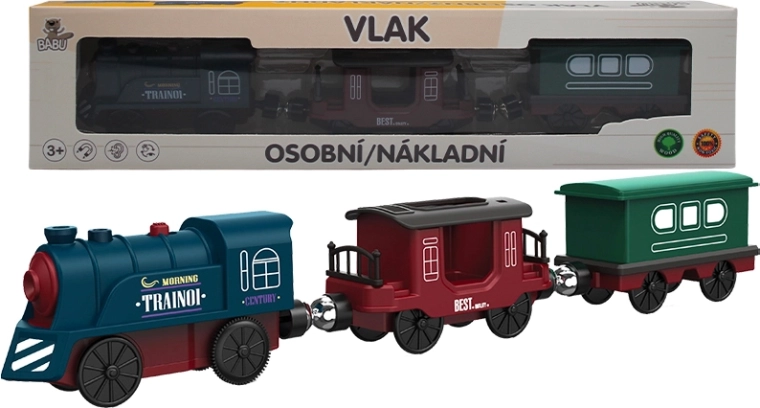 BABU parní osobní lokomotiva s vagóny na baterie
