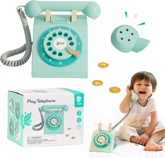 Dřevěný vintage telefon pro děti Classic World