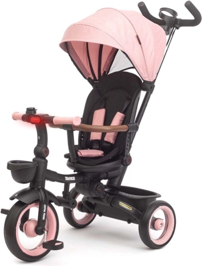Milly Mally Twinkle růžová dětská tříkolka s vodicí rukojetí a LED světlem