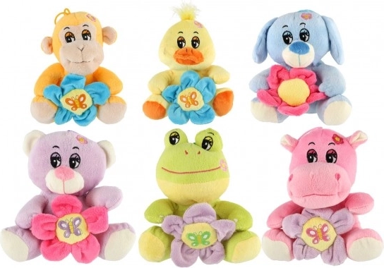 Plyšové zvířátko s kytičkou 18 cm