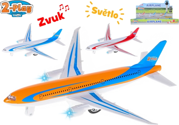 Kovové dopravní letadlo 2-Play 18,5 cm se světlem a zvukem