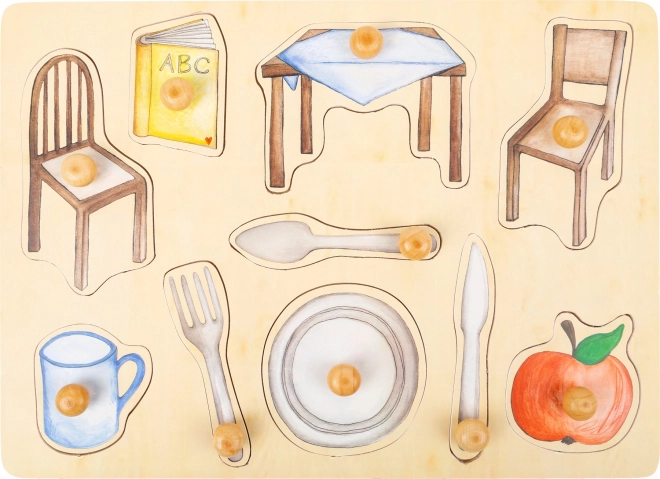 Small foot dřevěné puzzle každodenní objekty