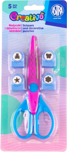 Astra Creativo ozdobné nůžky a děrovačky, sada 5 ks, modro‑růžová