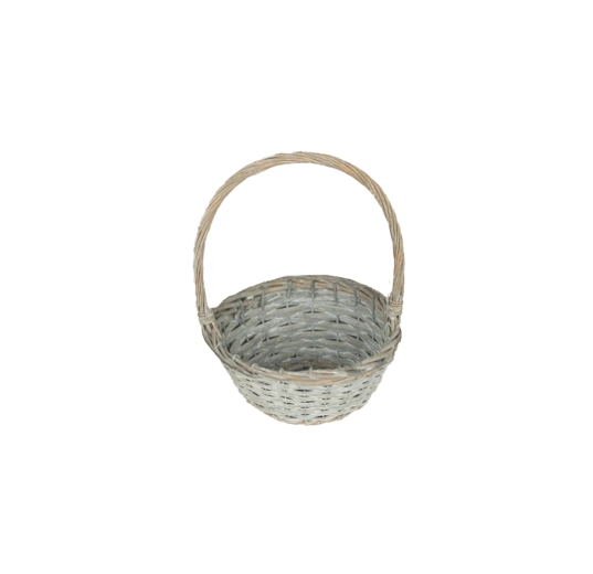 Šedý proutěný košík s rukojetí 16 × 8 × 24 cm