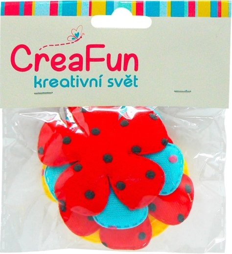 Textilní květiny s puntíky, sada 5 ks (5,5 cm) – SPARKYS