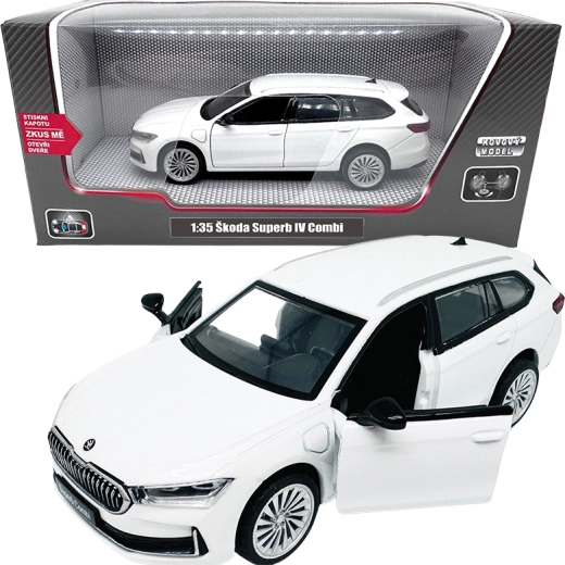 Kovový model Škoda Superb IV Combi 1:35 bílý