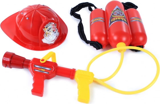 Dětská hasičská sada s přilbou a vodním batohem