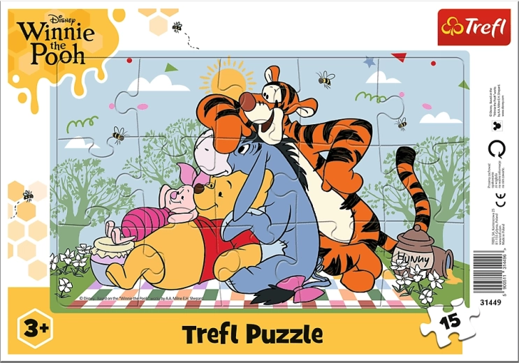Trefl puzzle Medvídek Pú: Medvídkovy příhody 15 dílků