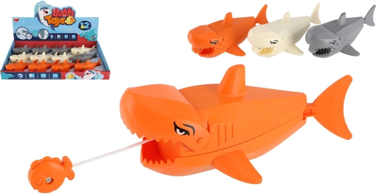 Plastový žralok do vody na natažení 13 × 8 cm, 3 barvy