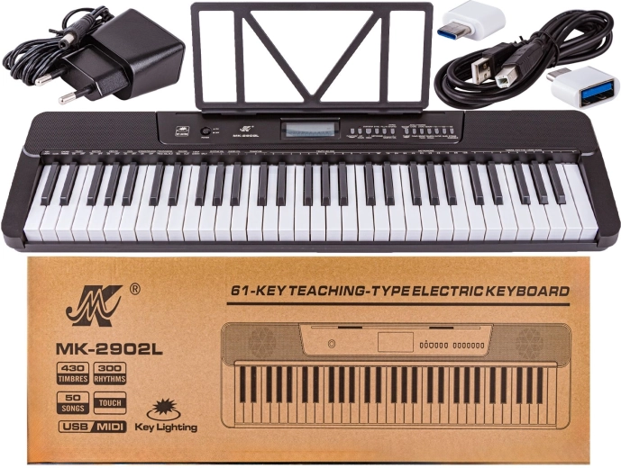Meike elektronický keyboard s podsvícenými klávesami 61 kláves, MIDI