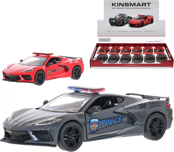 Kinsmart kovový model auta Corvette 2021 záchranné složky 1:36 - 1 kus