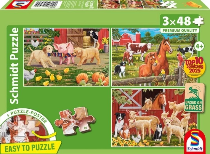 Puzzle zvířata na farmě 3×48 dílků