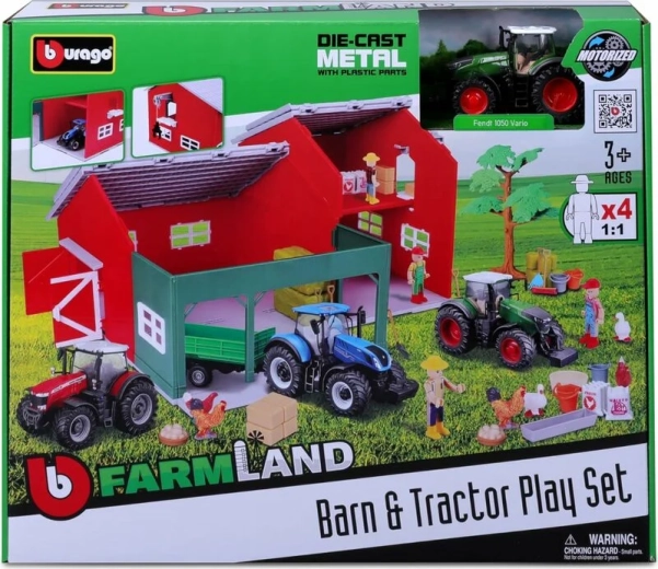 Bburago Farmland sada stodola s traktorem