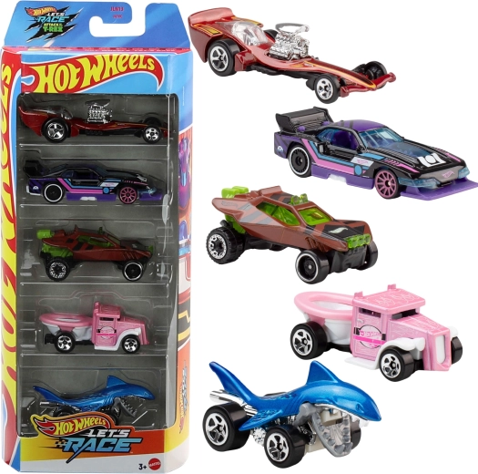 Hot Wheels Let's Race sada kovových autíček v měřítku 1:64 - 5 ks