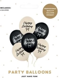 Balónky Strong Happy B-day s mašličkami, mix barev, 30 cm