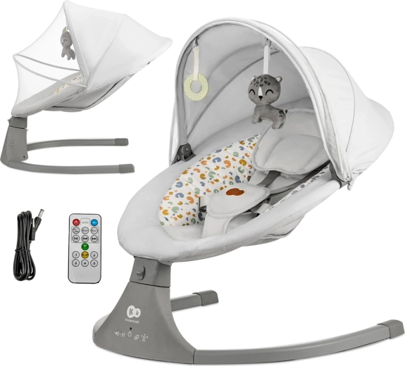 Kinderkraft lehátko a kolébka 2v1 Lumi s melodiemi, Premium Light Grey