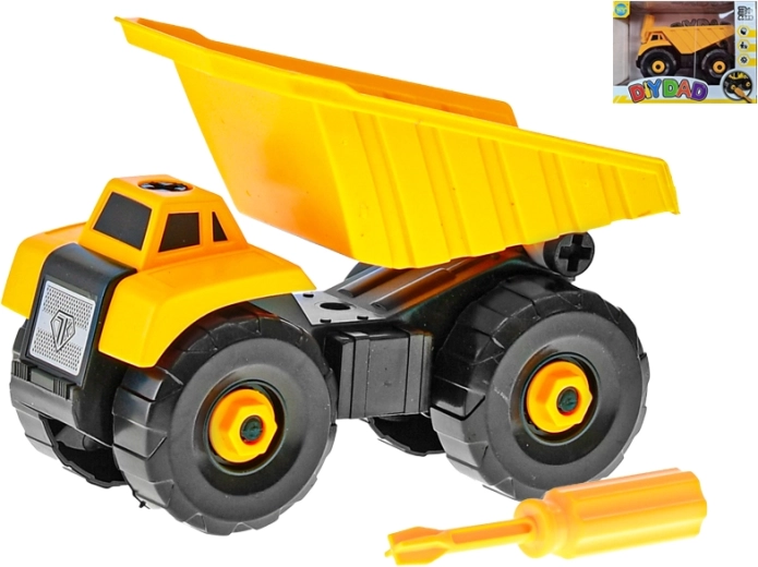 Stavební sklápěčka šroubovací 15 cm – montážní autíčko pro děti