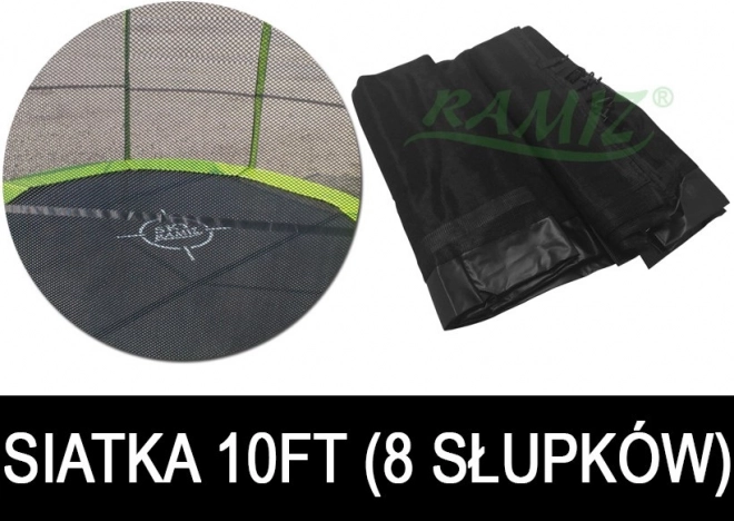 Ochranná síť na trampolínu SKYRAMIZ 305 cm (10 ft), 8 sloupků, černá
