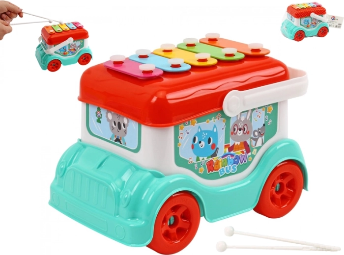 Autobus s xylofonem pro děti 19 cm