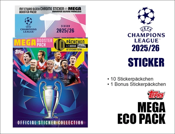 Topps mega eco pack se samolepkami UEFA Champions League 2025/2026