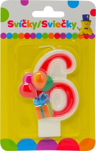 Narozeninová svíčka s balónky – číslo 6