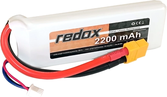 Akumulátor Redox LiPo 2200 mAh 7,4 V 40C s konektorem XT-60