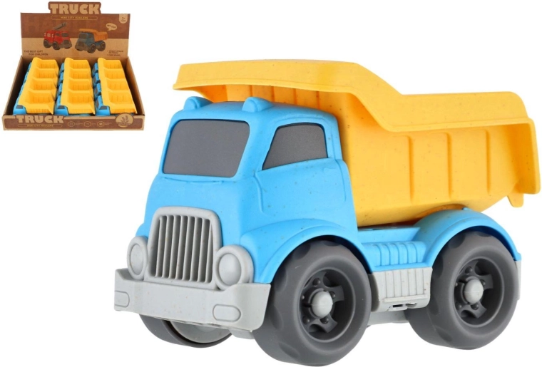 Stavební sklápěcí auto mini 10 cm na volný chod (12 ks v boxu)