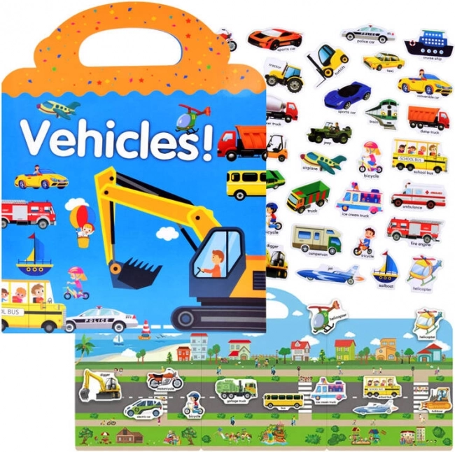 Album samolepek Vozidla – přenosné kreativní album pro děti