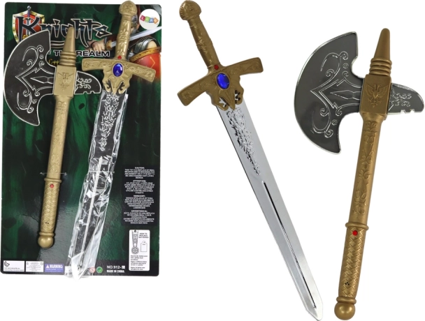 rytířská sada meč a sekera pro děti se zvukovými efekty