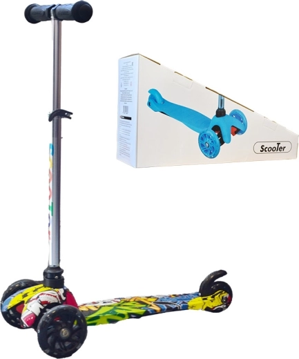 Dětská tříkolová koloběžka Graffiti se svítícím kolečkem