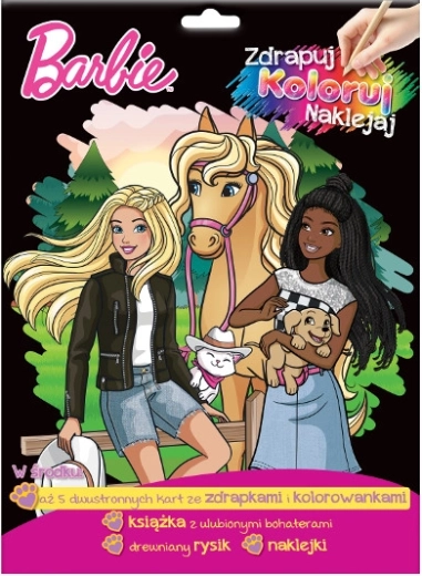 Barbie: set se škrabacími kartami, omalovánkami a samolepkami