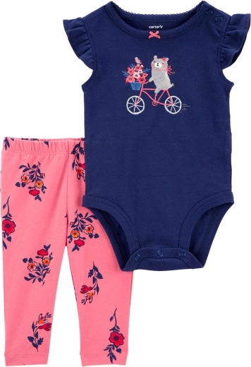 Carter's 2dílný set pro miminko – body s krátkým rukávem a legíny navy bike (holka)