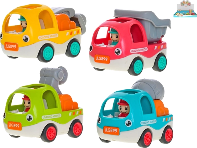 Veselá stavební autíčka se zpětným chodem 6,5 cm – sada 12 ks