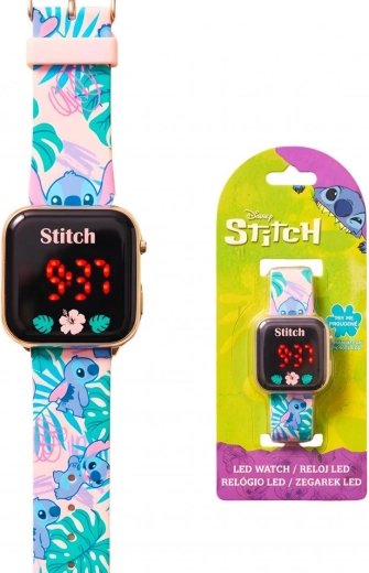 Dětské digitální LED hodinky Disney Lilo & Stitch se silikonovým páskem