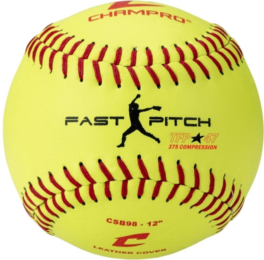 CHAMPRO fastpitch softballový míček 12" žlutý kožený - 1 kus